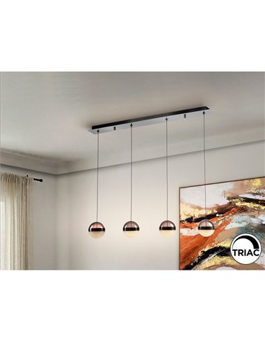 Lámpara de techo LED ORBES 4 luces dimmables, tulipas cromo negro, 29W 3000K 1304Lm