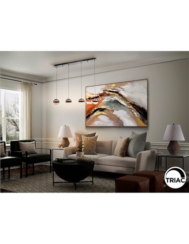 Plafonnier LED ORBES, 4 spots à intensité variable, abat-jour chromés noirs, 29 W, 3000 K, 1304 lm