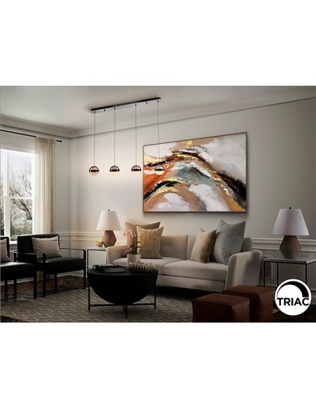 Luminária de teto ORBES LED, 4 lâmpadas dimerizáveis, cúpulas em cromo preto, 29W 3000K 1304Lm