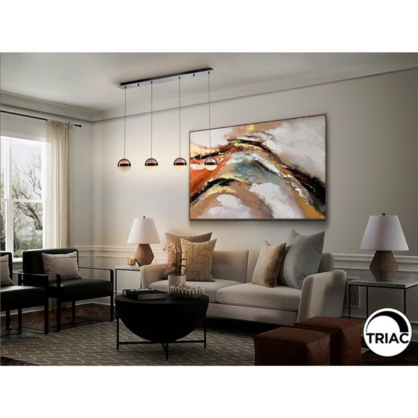 Lámpara de techo LED ORBES 4 luces dimmables, tulipas cromo negro, 29W 3000K 1304Lm