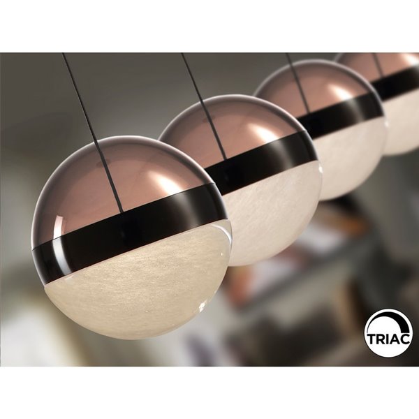 Luminária de teto ORBES LED, 4 lâmpadas dimerizáveis, cúpulas em cromo preto, 29W 3000K 1304Lm