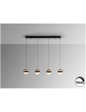 Lámpara de techo LED ORBES 4 luces dimmables, tulipas cromo negro, 29W 3000K 1304Lm