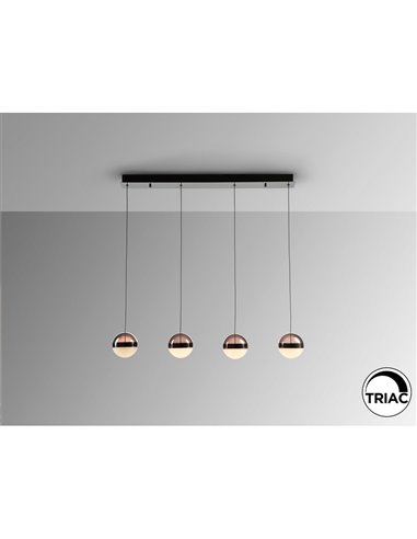 Luminária de teto ORBES LED, 4 lâmpadas dimerizáveis, cúpulas em cromo preto, 29W 3000K 1304Lm