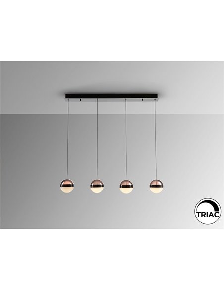 Luminária de teto ORBES LED, 4 lâmpadas dimerizáveis, cúpulas em cromo preto, 29W 3000K 1304Lm