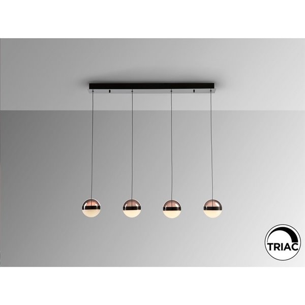 Lámpara de techo LED ORBES 4 luces dimmables, tulipas cromo negro, 29W 3000K 1304Lm