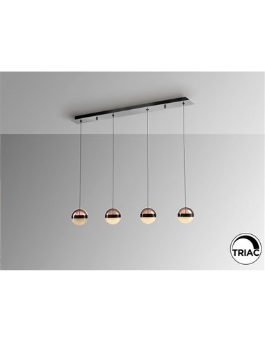 Luminária de teto ORBES LED, 4 lâmpadas dimerizáveis, cúpulas em cromo preto, 29W 3000K 1304Lm