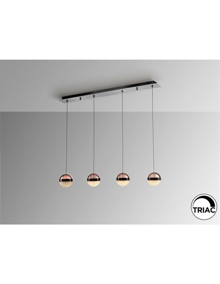 Lámpara de techo LED ORBES 4 luces dimmables, tulipas cromo negro, 29W 3000K 1304Lm