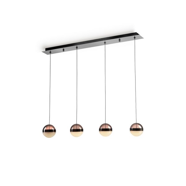 Luminária de teto ORBES LED, 4 lâmpadas dimerizáveis, cúpulas em cromo preto, 29W 3000K 1304Lm