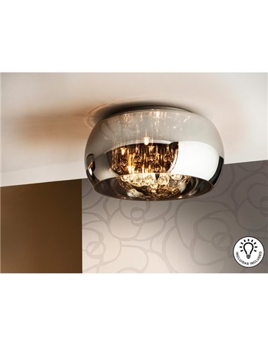 Plafón de techo decorativo LED ARGOS Ø40cm 5xG9 6W 3000K, cristal espejado y lágrimas IP20