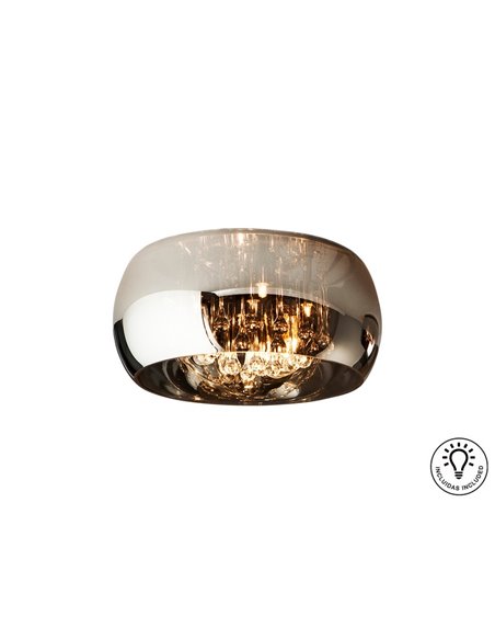 Plafón de techo decorativo LED ARGOS Ø40cm 5xG9 6W 3000K, cristal espejado y lágrimas IP20