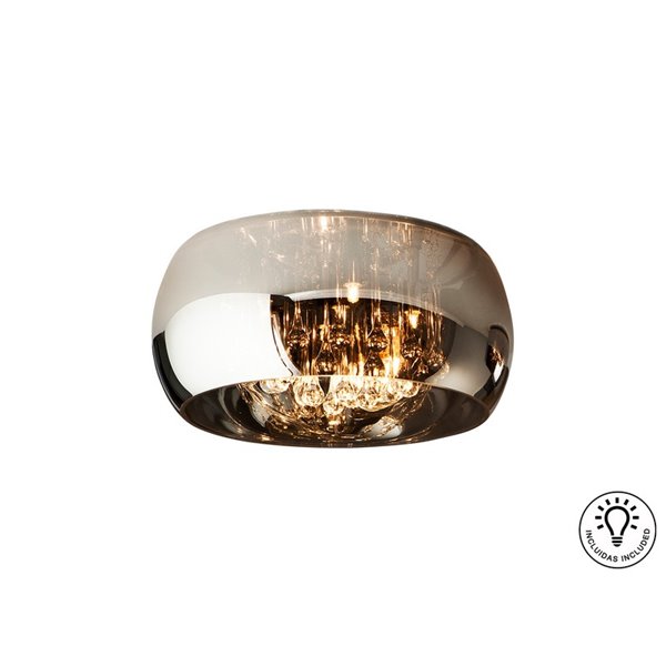 Plafón de techo decorativo LED ARGOS Ø40cm 5xG9 6W 3000K, cristal espejado y lágrimas IP20