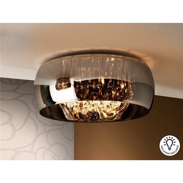 Plafón decorativo ARGOS Ø50 cm 6xG9 LED cristal espejado con lágrimas IP20