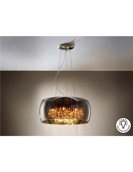 Lámpara colgante ARGOS Ø50 cm cristal espejado con lágrimas, 6xG9 6W LED