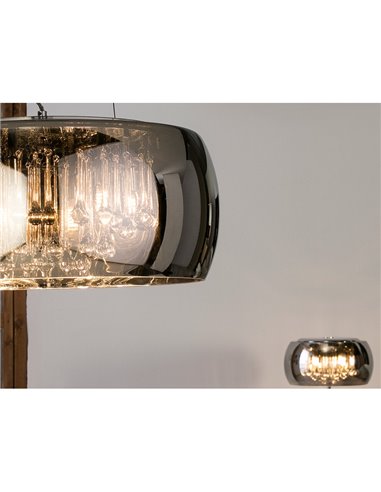 Suspension ARGOS Ø50 cm en verre miroir avec motif en forme de larme, 6 ampoules LED G9 6 W