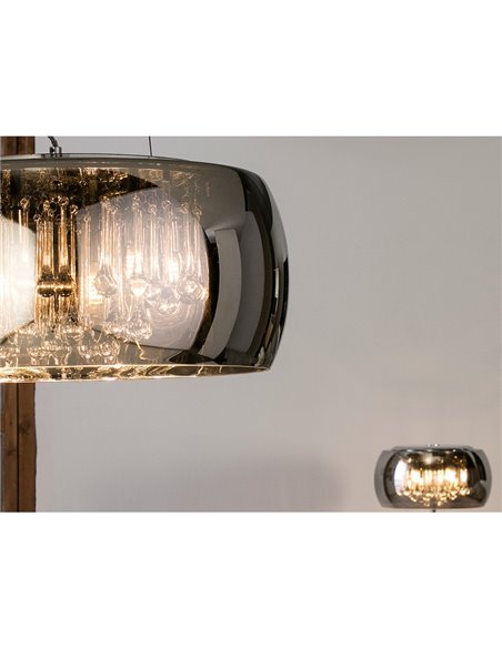 Suspension ARGOS Ø50 cm en verre miroir avec motif en forme de larme, 6 ampoules LED G9 6 W