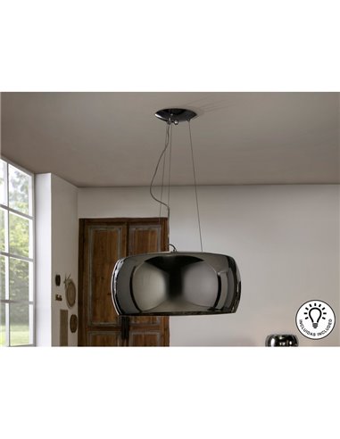 Luminária pendente ARGOS Ø50 cm em vidro espelhado com detalhes em forma de lágrima, 6 lâmpadas LED G9 de 6W