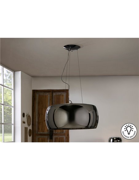 Suspension ARGOS Ø50 cm en verre miroir avec motif en forme de larme, 6 ampoules LED G9 6 W