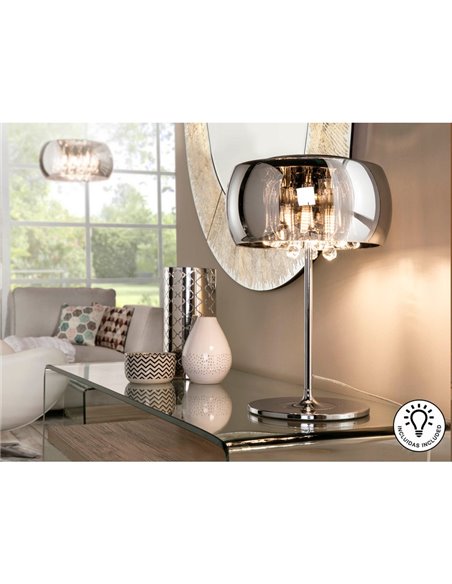 Lámpara de sobremesa ARGOS Ø28 cm cristal espejado con lágrimas, 3xG9 6W LED