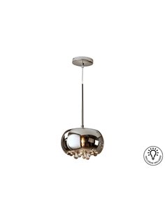 Luminária pendente ARGOS, 1 lâmpada, Ø22 cm, vidro espelhado com detalhes em forma de lágrima, 1 LED G9