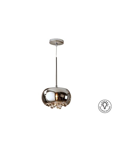 Suspension ARGOS, 1 lumière, Ø 22 cm, verre miroir à motif goutte d'eau, 1 ampoule LED G9