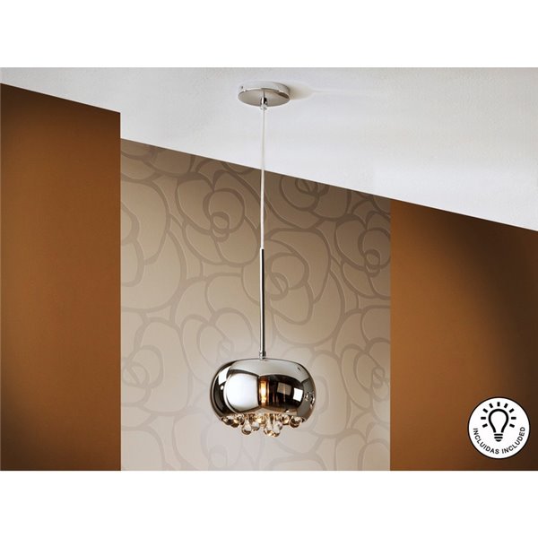 Lámpara colgante ARGOS 1 luz Ø22 cm cristal espejado con lágrimas, 1xG9 LED