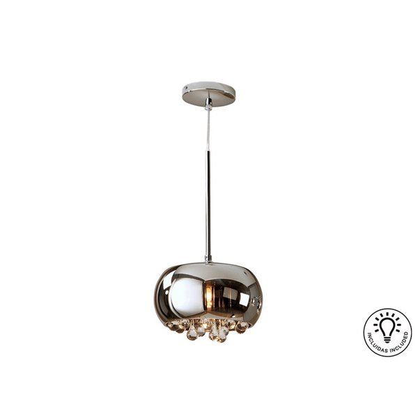Lámpara colgante ARGOS 1 luz Ø22 cm cristal espejado con lágrimas, 1xG9 LED
