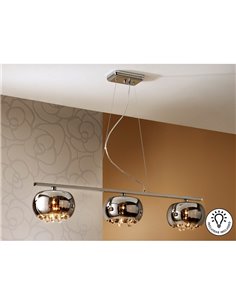 Lámpara lineal ARGOS 3 luces cristal espejo con lágrimas, 3xG9 LED 2