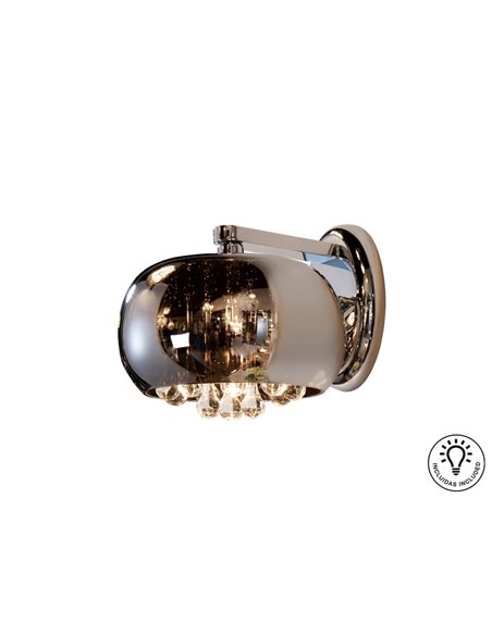 Arandela ARGOS com 1 lâmpada, vidro espelhado com detalhes em forma de gota, LED G9