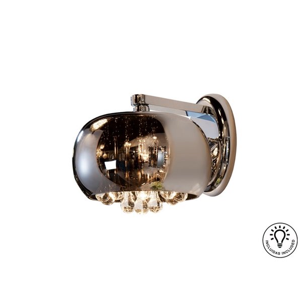 Arandela ARGOS com 1 lâmpada, vidro espelhado com detalhes em forma de gota, LED G9