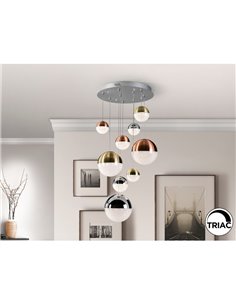 Lámpara de techo LED SPHERE 9 luces Ø50cm regulable 54W 3000K 3780lm Cromo 2