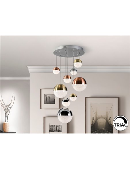 Plafonnier LED SPHERE, 9 LED, Ø 50 cm, dimmable, 54 W, 3000 K, 3780 lm, chromé