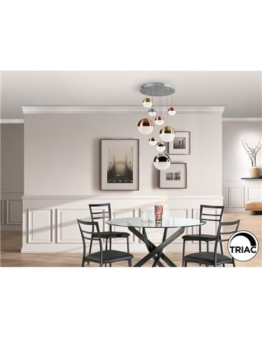 Plafonnier LED SPHERE, 9 LED, Ø 50 cm, dimmable, 54 W, 3000 K, 3780 lm, chromé