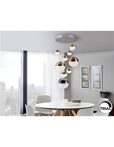 Lámpara de techo LED SPHERE 9 luces Ø50cm regulable 54W 3000K 3780lm Cromo