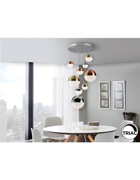 Lámpara de techo LED SPHERE 9 luces Ø50cm regulable 54W 3000K 3780lm Cromo