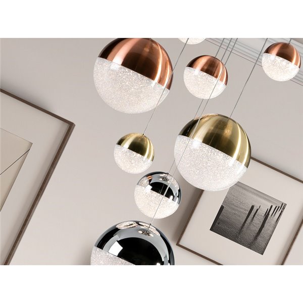 Plafonnier LED SPHERE, 9 LED, Ø 50 cm, dimmable, 54 W, 3000 K, 3780 lm, chromé