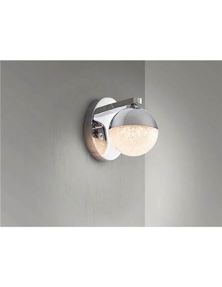 Applique murale décorative sphérique à LED Ø12 cm 4,8 W 336 lm 3000 K chromée