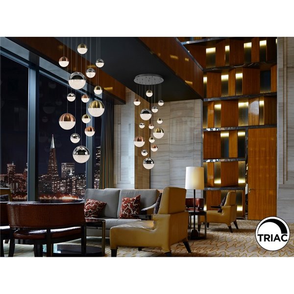 Lampe LED SPHERE, 14 LED, Ø 60 cm, 78,6 W, 5 502 lm, 3 000 K, hauteur max. 300 cm, intensité variable via application