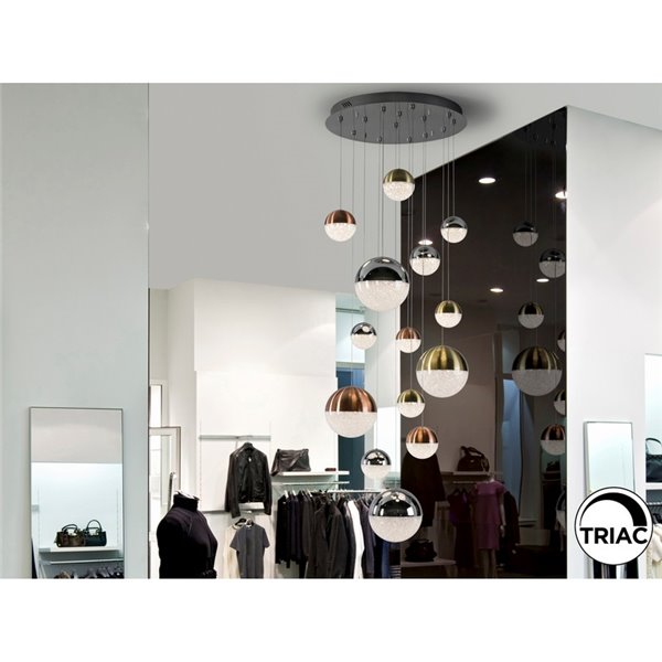 Lampe LED SPHERE, 14 LED, Ø 60 cm, 78,6 W, 5 502 lm, 3 000 K, hauteur max. 300 cm, intensité variable via application