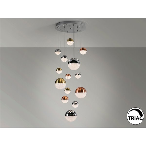 Lampe LED SPHERE, 14 LED, Ø 60 cm, 78,6 W, 5 502 lm, 3 000 K, hauteur max. 300 cm, intensité variable via application