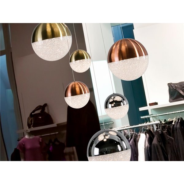 Lampe LED SPHERE, 14 LED, Ø 60 cm, 78,6 W, 5 502 lm, 3 000 K, hauteur max. 300 cm, intensité variable via application