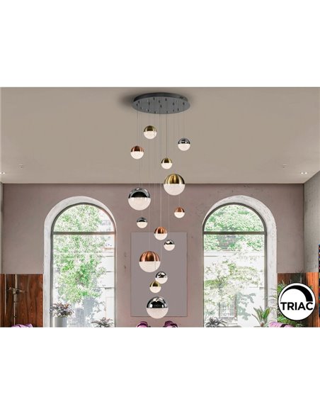 Lámpara LED SPHERE 14 luces Ø60cm 78.6W 5502Lm 3000K altura 500cm dimmable App