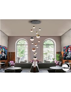 Luminária LED SPHERE com 14 lâmpadas, Ø60cm, 78,6W, 5502lm, 3000K, altura 500cm, dimerizável por aplicativo. 2