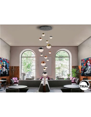Lámpara LED SPHERE 14 luces Ø60cm 78.6W 5502Lm 3000K altura 500cm dimmable App