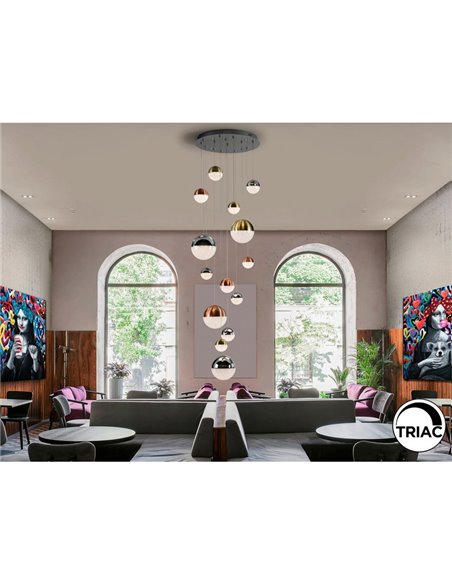 Lámpara LED SPHERE 14 luces Ø60cm 78.6W 5502Lm 3000K altura 500cm dimmable App