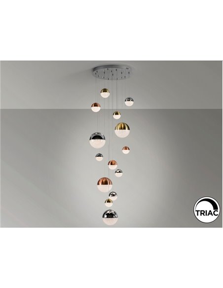 Lampe LED SPHERE 14 LED Ø60cm 78,6W 5502LM 3000K hauteur 500cm, intensité variable via application