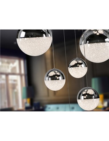 Lámpara de techo LED SPHERE 14 luces tulipas cromo, 78,6W 3000K 5502Lm Ø60cm regulable