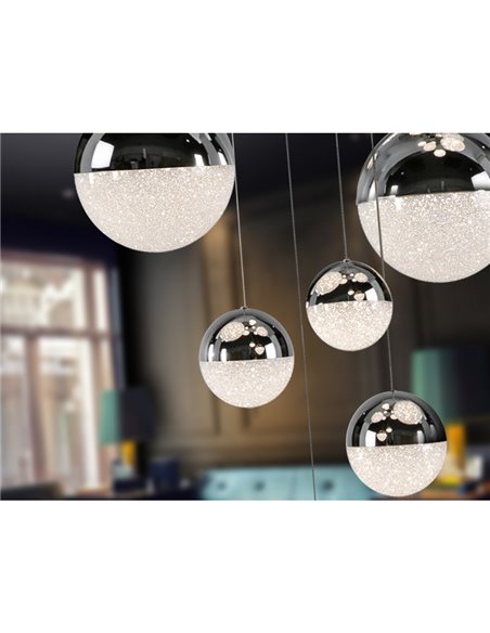 Lámpara de techo LED SPHERE 14 luces tulipas cromo, 78,6W 3000K 5502Lm Ø60cm regulable