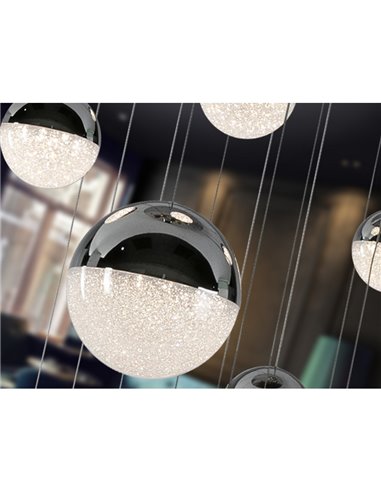 Lámpara de techo LED SPHERE 14 luces tulipas cromo, 78,6W 3000K 5502Lm Ø60cm regulable