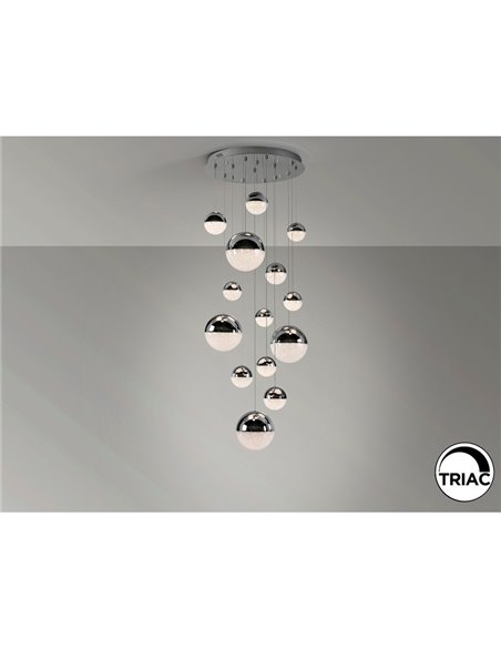 Lámpara de techo LED SPHERE 14 luces tulipas cromo, 78,6W 3000K 5502Lm Ø60cm regulable