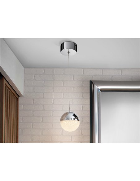 Lámpara colgante LED SPHERE Ø12cm 4,8W 336lm 3000K cromo regulable